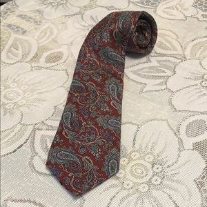 Lands' End Direct Merchant Paisley Red and Blue Men's Tie